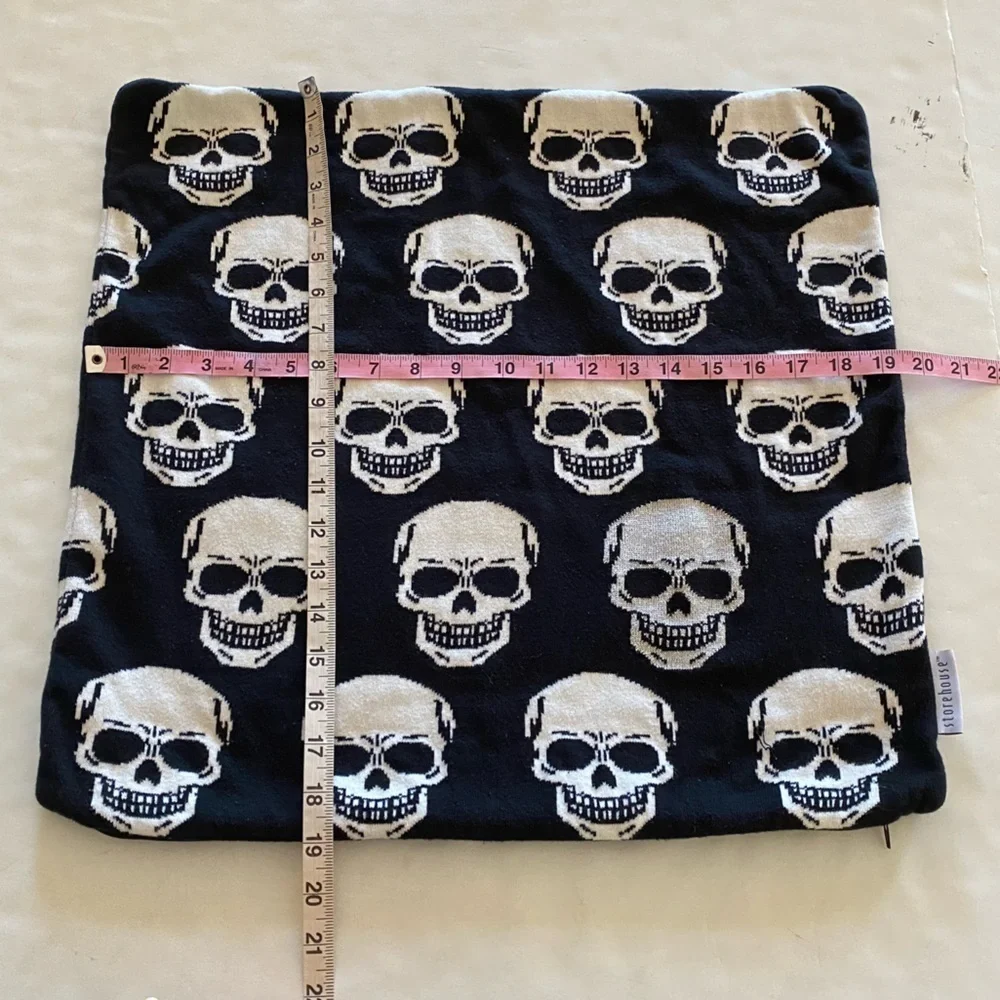 Storehouse Skull Pillowcase Square Sweater Black White Silver Skeleton Case